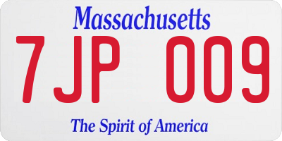 MA license plate 7JP009