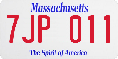 MA license plate 7JP011