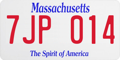 MA license plate 7JP014