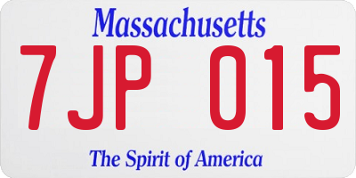 MA license plate 7JP015