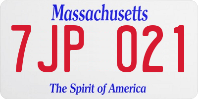 MA license plate 7JP021