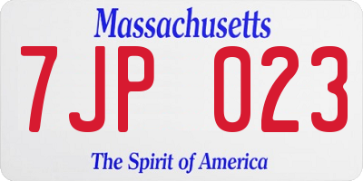 MA license plate 7JP023