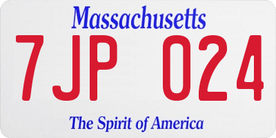 MA license plate 7JP024