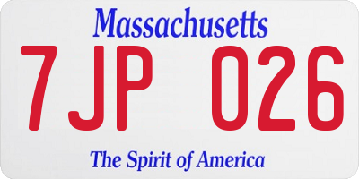 MA license plate 7JP026
