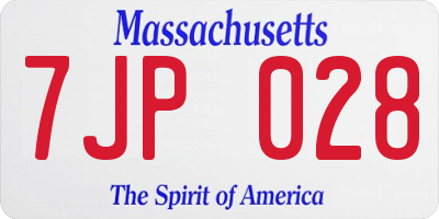 MA license plate 7JP028