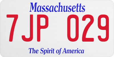 MA license plate 7JP029
