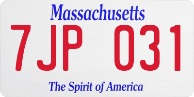 MA license plate 7JP031