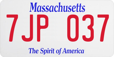 MA license plate 7JP037