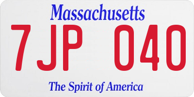 MA license plate 7JP040