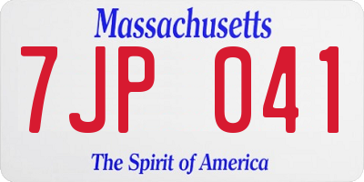 MA license plate 7JP041