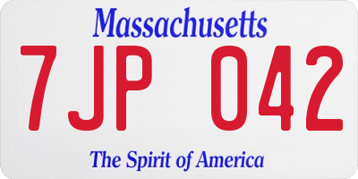 MA license plate 7JP042