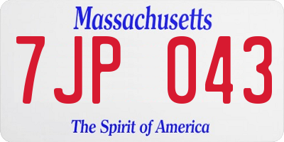MA license plate 7JP043
