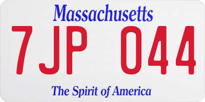 MA license plate 7JP044