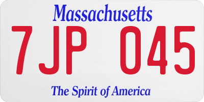 MA license plate 7JP045