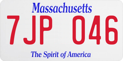 MA license plate 7JP046