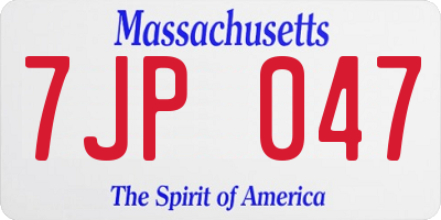 MA license plate 7JP047