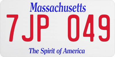 MA license plate 7JP049