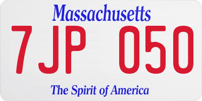 MA license plate 7JP050