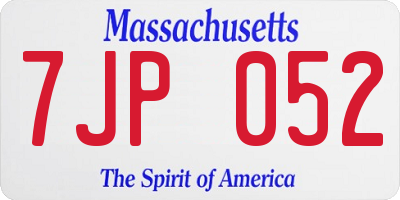 MA license plate 7JP052
