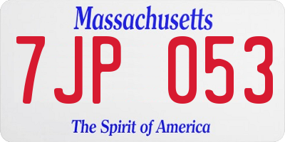MA license plate 7JP053