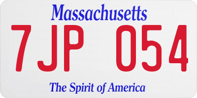 MA license plate 7JP054