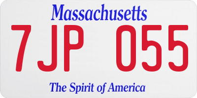 MA license plate 7JP055