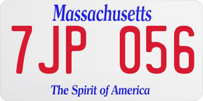 MA license plate 7JP056