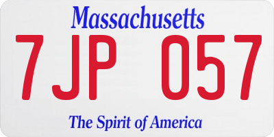 MA license plate 7JP057