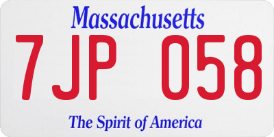 MA license plate 7JP058