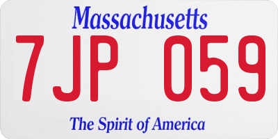 MA license plate 7JP059