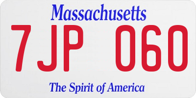 MA license plate 7JP060