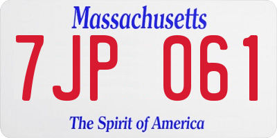 MA license plate 7JP061