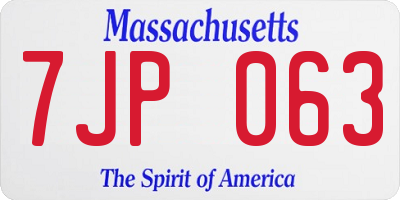 MA license plate 7JP063