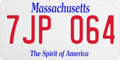 MA license plate 7JP064
