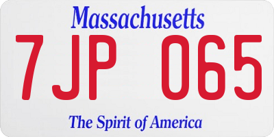 MA license plate 7JP065