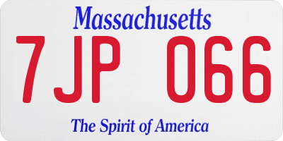 MA license plate 7JP066