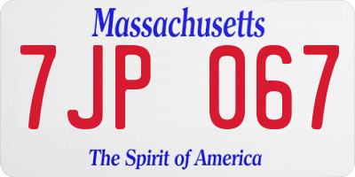 MA license plate 7JP067