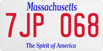 MA license plate 7JP068
