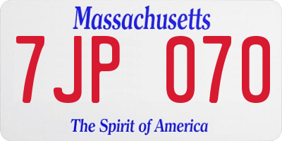 MA license plate 7JP070