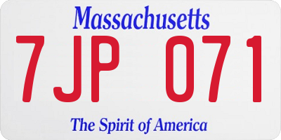MA license plate 7JP071