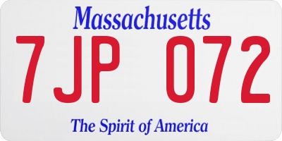 MA license plate 7JP072