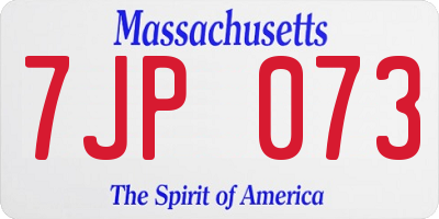 MA license plate 7JP073