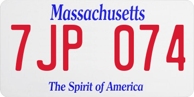 MA license plate 7JP074