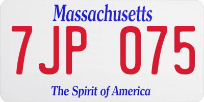MA license plate 7JP075
