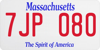 MA license plate 7JP080
