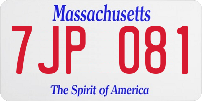 MA license plate 7JP081