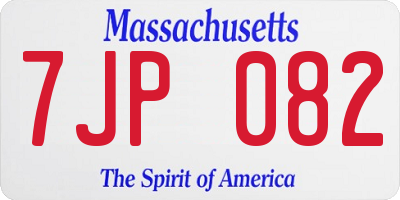 MA license plate 7JP082