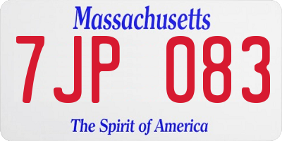 MA license plate 7JP083
