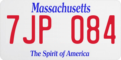 MA license plate 7JP084