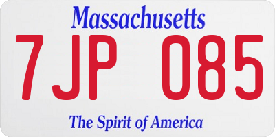 MA license plate 7JP085